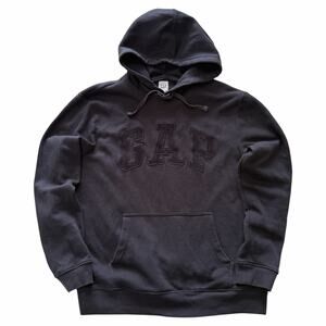 GAP VintageSoft Arch Logo Hoodie Black Size Medium